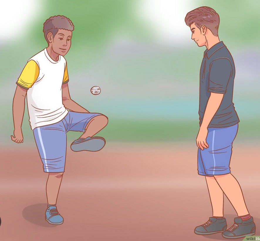 Kids playing hacky sack